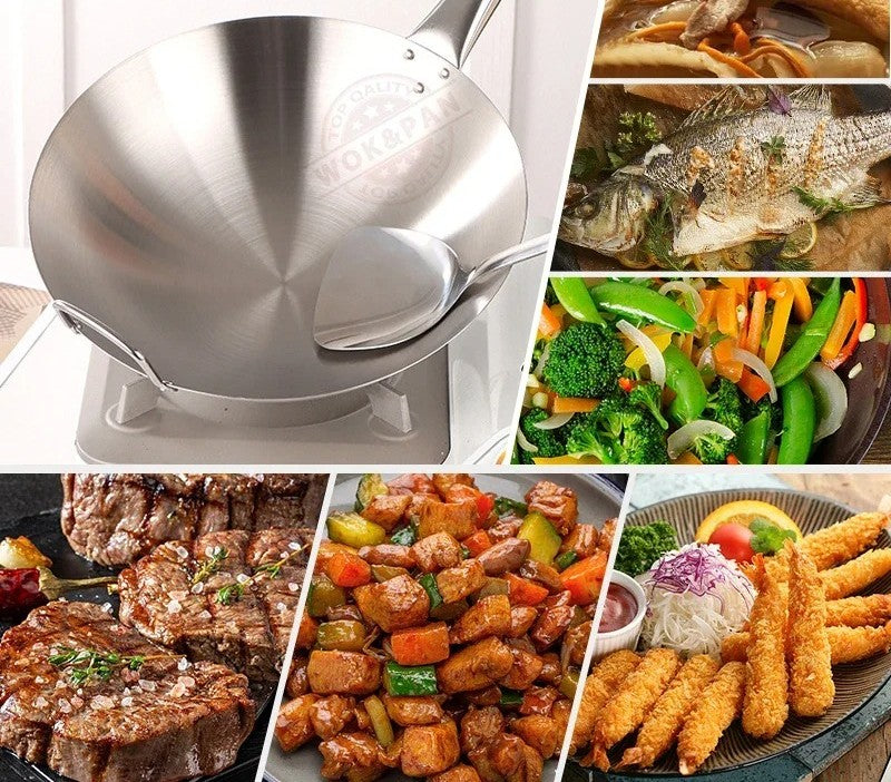 POELE Wok | Élégance-Inox32cm sans couvercle