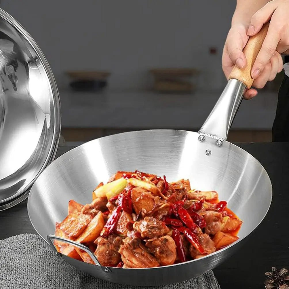 POELE Wok | Élégance-Inox32cm sans couvercle