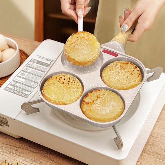 CREPIERE Antiadhésive |Kit avec couvercle-4compartiments-19cm-Blanc