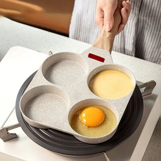 CREPIERE Antiadhésive |Kit avec couvercle-4compartiments-19cm-Blanc