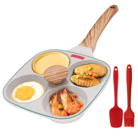 CREPIERE Antiadhésive |Kit avec couvercle-4compartiments-19cm-Blanc