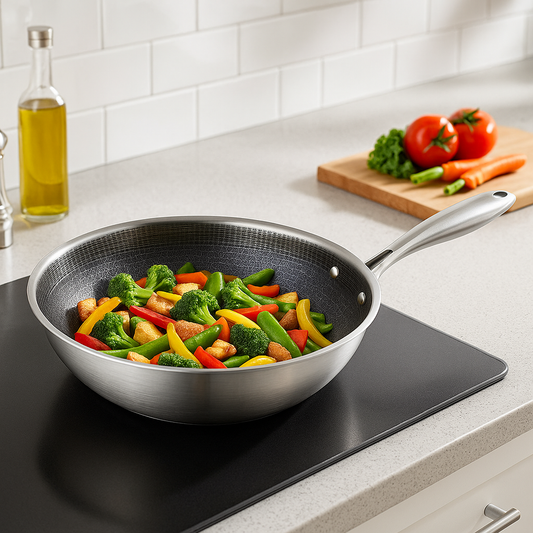 wok inox | CuisineRapide-34cm  sans couvercle