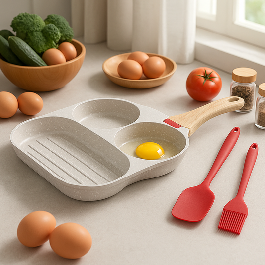 CREPIERE Antiadhésive |Kit -3compartiments-19cm-blanc