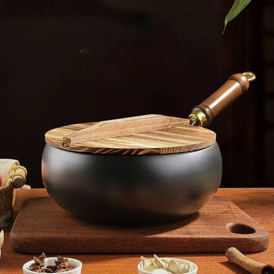 Wok | Cuisine authentique-28cm-couvercle en bois